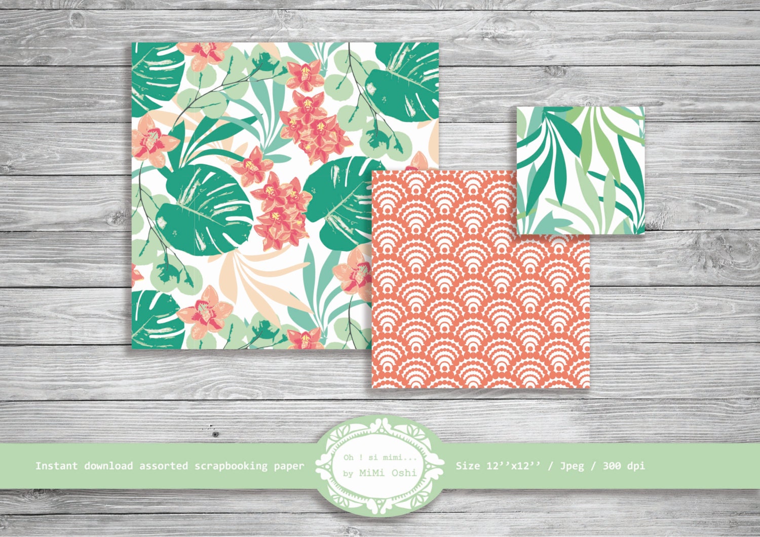 Tropical Scrapbooking Printable Tropical Scrapbook Paper | Etsy