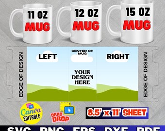 Mug Template Set, Full Wrap Sublimation (Digital Download)