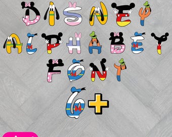 Mickey Mouse Disney Alphabet SVG, Cartoon Letters Font (Digital Download)