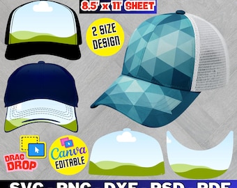 Trucker Hat Brim Template, Baseball Cap, Canva Editable (Digital Download)