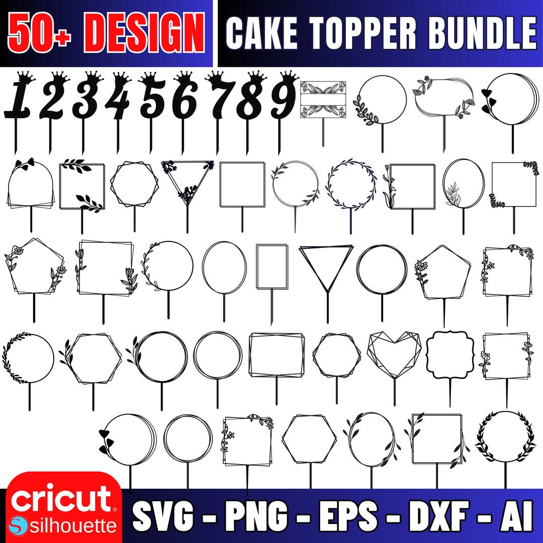 Cake Topper SVG Bundle, Birthday & Wedding (digital Download) - Etsy