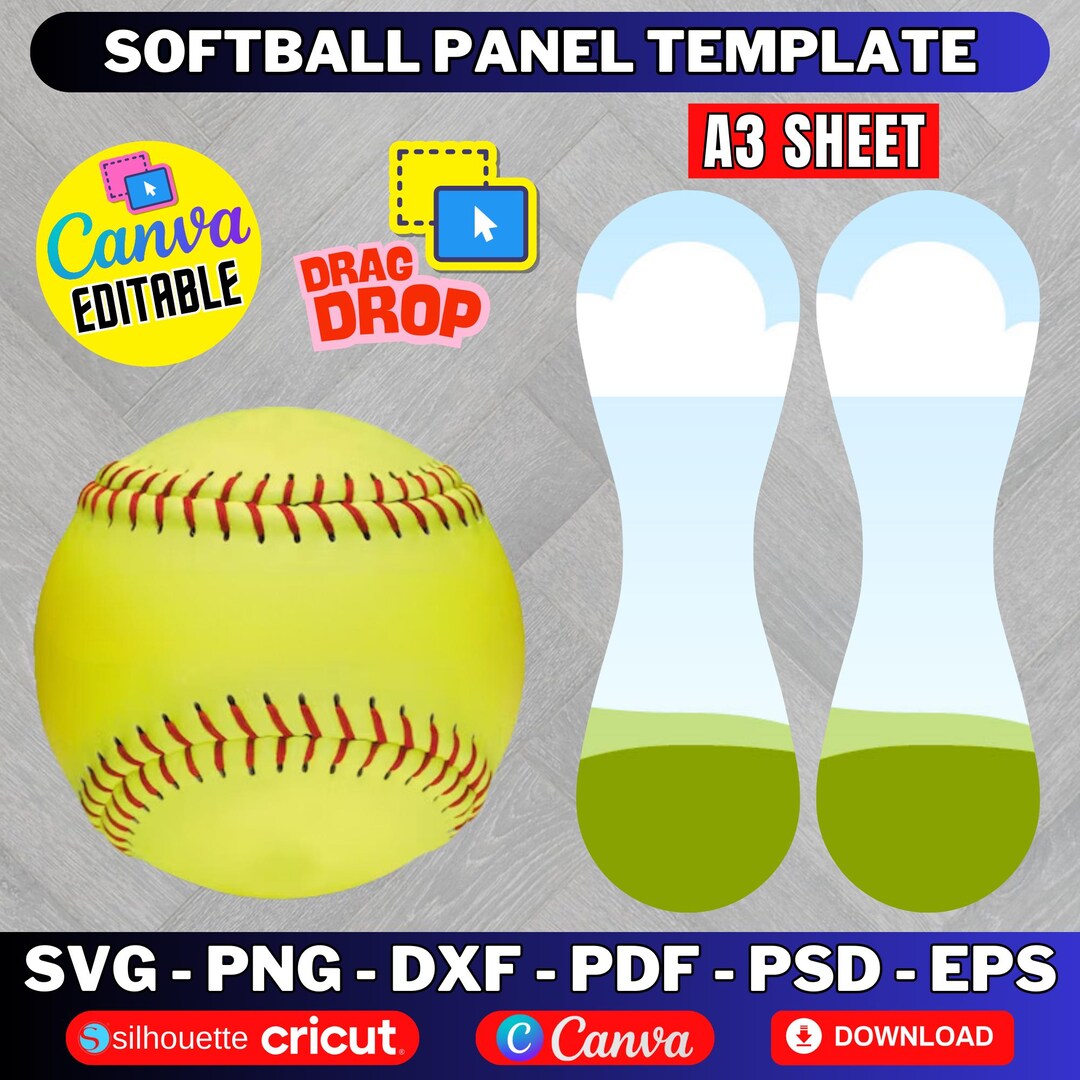 Softball Panel Template, Canva Editable Ball Wrap (digital Download) - Etsy
