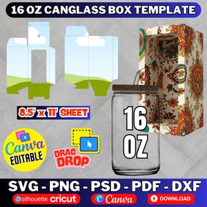 Mall för glasburk i 473 ml (svg, png, eps, dxf-filer) (digital nedladdning)