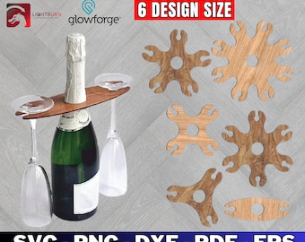 Wine Caddy SVG Laser Cut File, Wine Glass Holder Template (Digital Download)