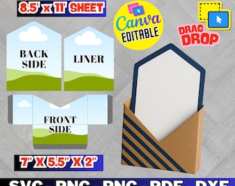 Flower Envelope Box Template, DIY Packaging (svg, png, eps, dxf)