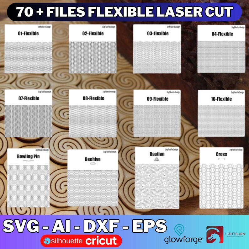 Flexible Living Hinge Laser Cut Files (svg, Ai, Dxf, Eps) (digital ...