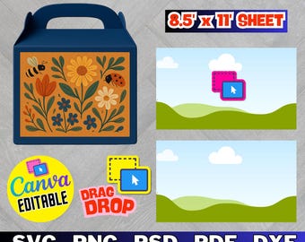 Gable Box Label Template, Party Favors, Canva Editable (Digital Download)
