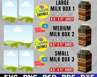 Milk Carton Box Template Bundle, DIY Party Favor (Digital Download)