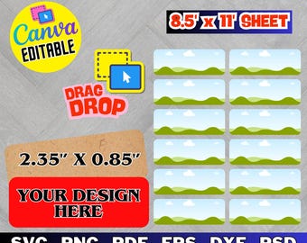 Name Labels Template, Editable School Supply Labels (Digital Download)