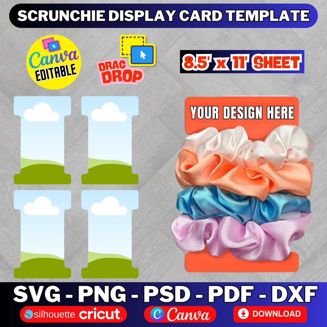 Scrunchie Card Scrunchie Display Card Template, Canva Editable, SVG Files (digital ...