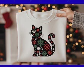 Christmas Cat Snowflake SVG | Festive Holiday Clipart (Digital Download)