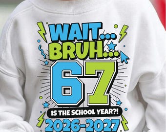 Wait Bruh 67 Is The School Year PNG SVG- Funny Back To School 2026 2027 Shirt Design- teacher Student Six Seven Sublimation Digital Download