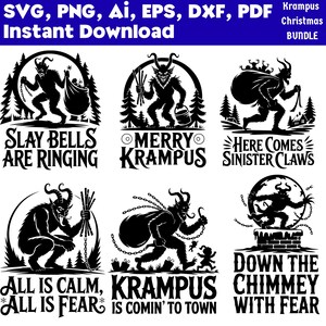Krampus Christmas SVG Bundle – Creepy Holiday Silhouette Designs (Digital Download)