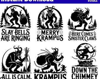 Krampus Christmas SVG Bundle – Creepy Holiday Silhouette Designs (Digital Download)