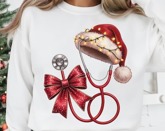 Nurse Christmas Coquette Png, Merry Christmas, Nurse Png, Santa Christmas Png, Nurse Life Christmas Png, Sublimation Design, Stethoscope Png