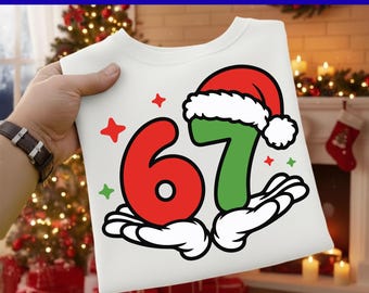 Santa 6 7 SVG, Six Seven Meme Png, 6 7 Santa Png, Cricut, 6 7 Santa hat Svg, Christmas Funny Svg, Viral Quote Svg, sublimation, Xmas 67 Svg.