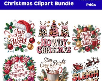 Cozy Christmas Clipart PNG Bundle, Holiday Quotes (Digital Download)