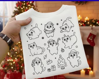 Kerst kat Svg, rij katten Svg gesneden bestand, kat Svg, dier, kerst Svg ontwerpen, vakantie Svg, winter Svg voor shirts, Cricut, png, dxf