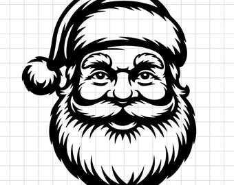Christmas Santa Face SVG PNG: Santa Clipart- Cricut Silhouette, Digital Download