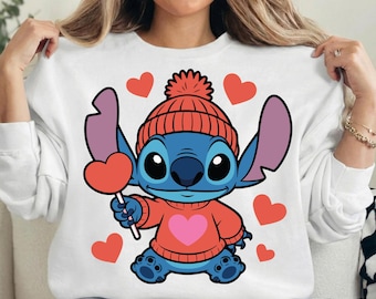 Stitch Valentine Candy Heart PNG, Cute Valentine Clipart, Love Stitch Design, Valentine Shirt PNG, Cricut Sublimation, Instant Download