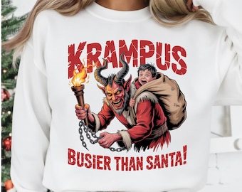 Retro Krampus PNG Busier Than Santa Distressed Vintage Dark Christmas Sublimation Gothic Horror Xmas Creepy Holiday Monster Digital Download