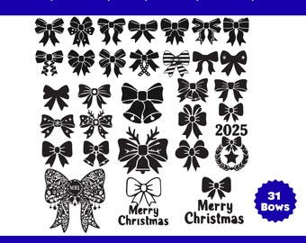 Christmas Bows SVG Bundle – Holiday Designs for Cricut, Silhouette (Digital Download)