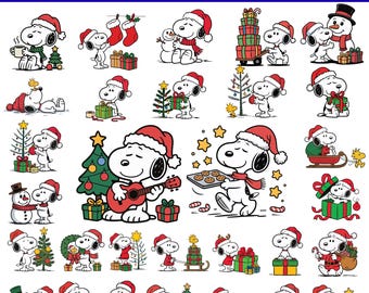 25+ Snoopy Christmas SVG & PNG Bundle: Peanuts Cartoon Clipart