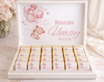 Hoşgeldin Bebek Çikolatası | Personalisiertes Baby Geschenk | Baby Shower Gastgeschenk | Mevlüt Bebek Schokolade | Mädchen Geburt Geschenk