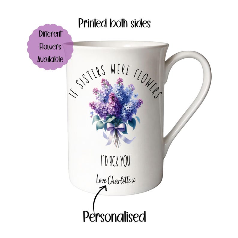 Personalised Floral Bone China Mug, Custom Grandma Nan Nanny Gift