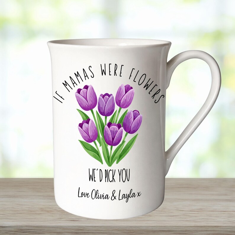 Personalised Floral Bone China Mug, Custom Grandma Nan Nanny Gift Design 2