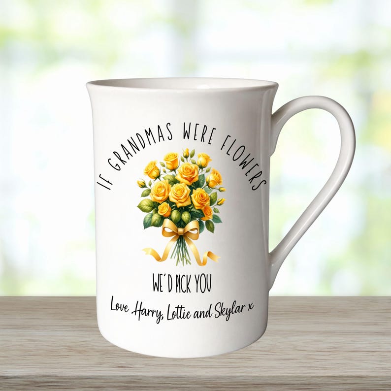 Personalised Floral Bone China Mug, Custom Grandma Nan Nanny Gift Design 5