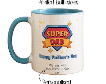 Personalised Super Dad Mug – Custom Father’s Day Gift from Kids