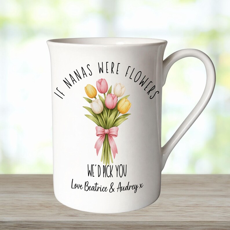 Personalised Floral Bone China Mug, Custom Grandma Nan Nanny Gift Design 6