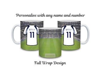 Tottenham Hotspur FC Personalised 11oz Ceramic Mug - Custom Football Shirt Design - Footie fan mug