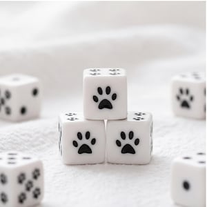 Cat Paw Print Mahjong Dice Set, 16mm 10 Pack