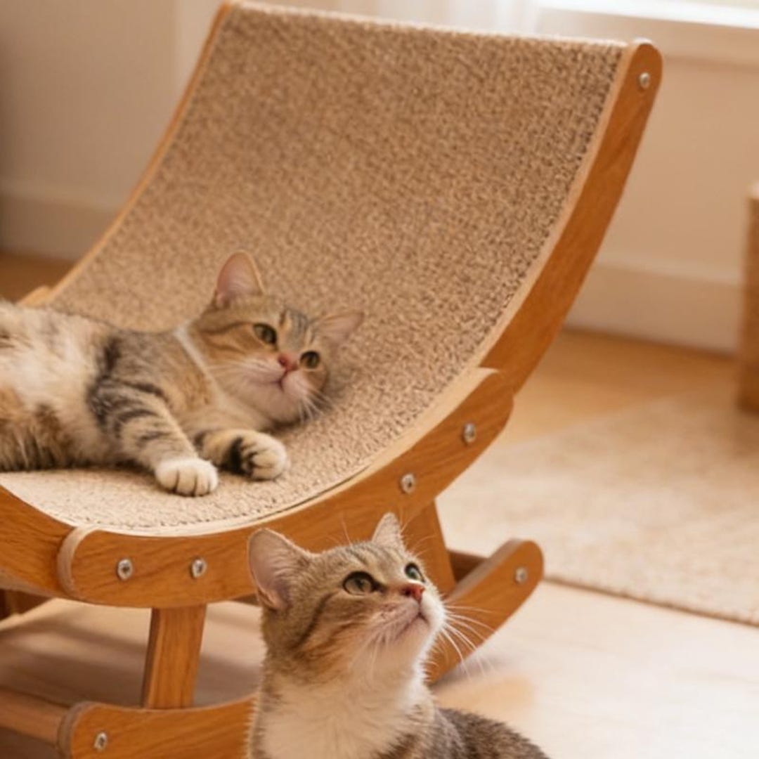 Sisal Cat Scratcher Rocking Lounge Bed, Natural Wood Frame - Etsy