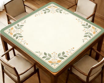 Sage Green Floral Mahjong Mat, Elegant Square Game Mat, Non Slip Soft Surface, Gift for Mahjong Lovers