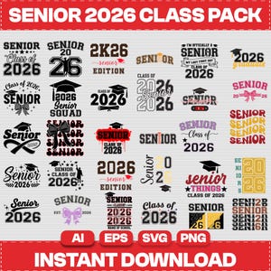 Senior 2026 Shirt Svg,Class of 2026 Svg,Senior Coquette Bow svg,Graduation 2026 SVG, Senior Mom Svg, high school svg Senior 2026 Svg Bundle