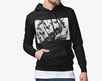 Heart Fist Full Zip Hoodie, Valentine's Day Gift, For Men And Women
