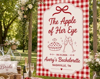 Custom Bachelorette Banner, Personalized Picnic Bride Backdrop, Red Gingham Bridal Shower Sign, Custom Party Decor