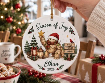 Personalized Christmas Turtle Ceramic Ornament, Custom Name Holiday Ornament, Turtle Lover Gift, Christmas Keepsake 2026