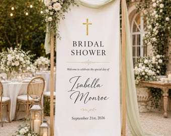 Pancarta personalizada para despedida de soltera, letrero de bienvenida para despedida de soltera cristiana, telón de fondo personalizado para fiesta en el jardín con el nombre de la novia.