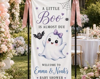 Little Boo Baby Shower Banner, Personalized Halloween Baby Shower Welcome Sign, Ghost Baby Shower Backdrop, Spooky Cute Party Decor