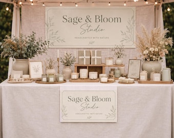 Personalized Vendor Booth Banner, Custom Business Logo Fabric Banner, Market Stall Sign, Trade Show Display, Craft Fair Booth Decor