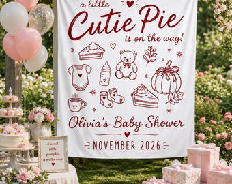 Cutie Pie Baby Shower Banner, Pumpkin Baby Shower Backdrop, Little Cutie Pie Is On The Way, Baby Shower Sign, Custom Baby Shower Decor