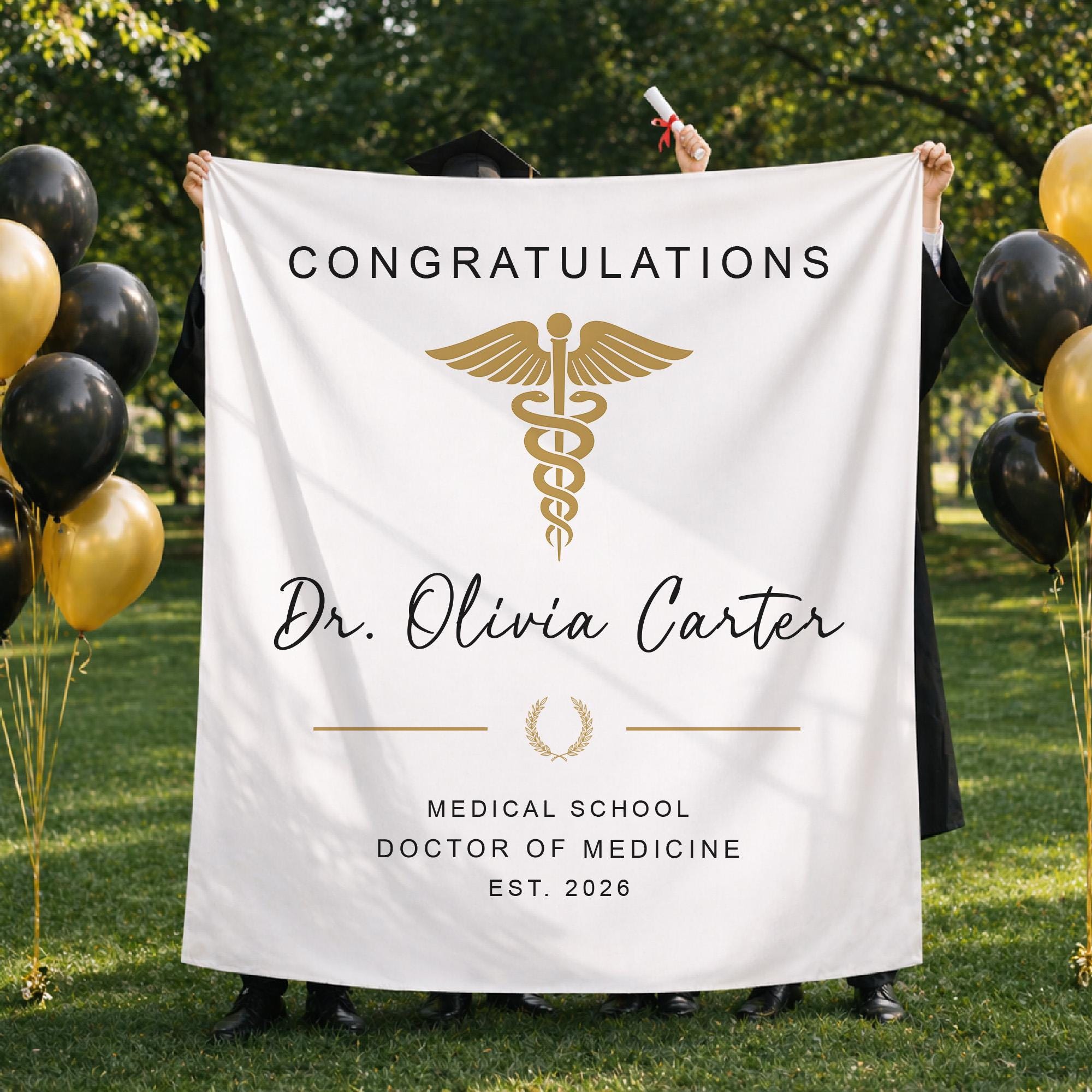 Doctor Prom Sign Personalized Doctor Graduation Banner Custom Name MD Medical School ...