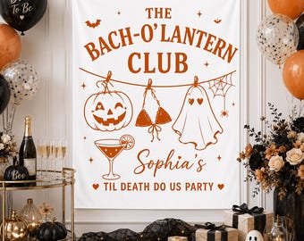 Halloween Bachelorette Banner, Personalized Bride To Be Party Backdrop, Bach-O’Lantern Club Sign, Spooky Bridal Shower Decor