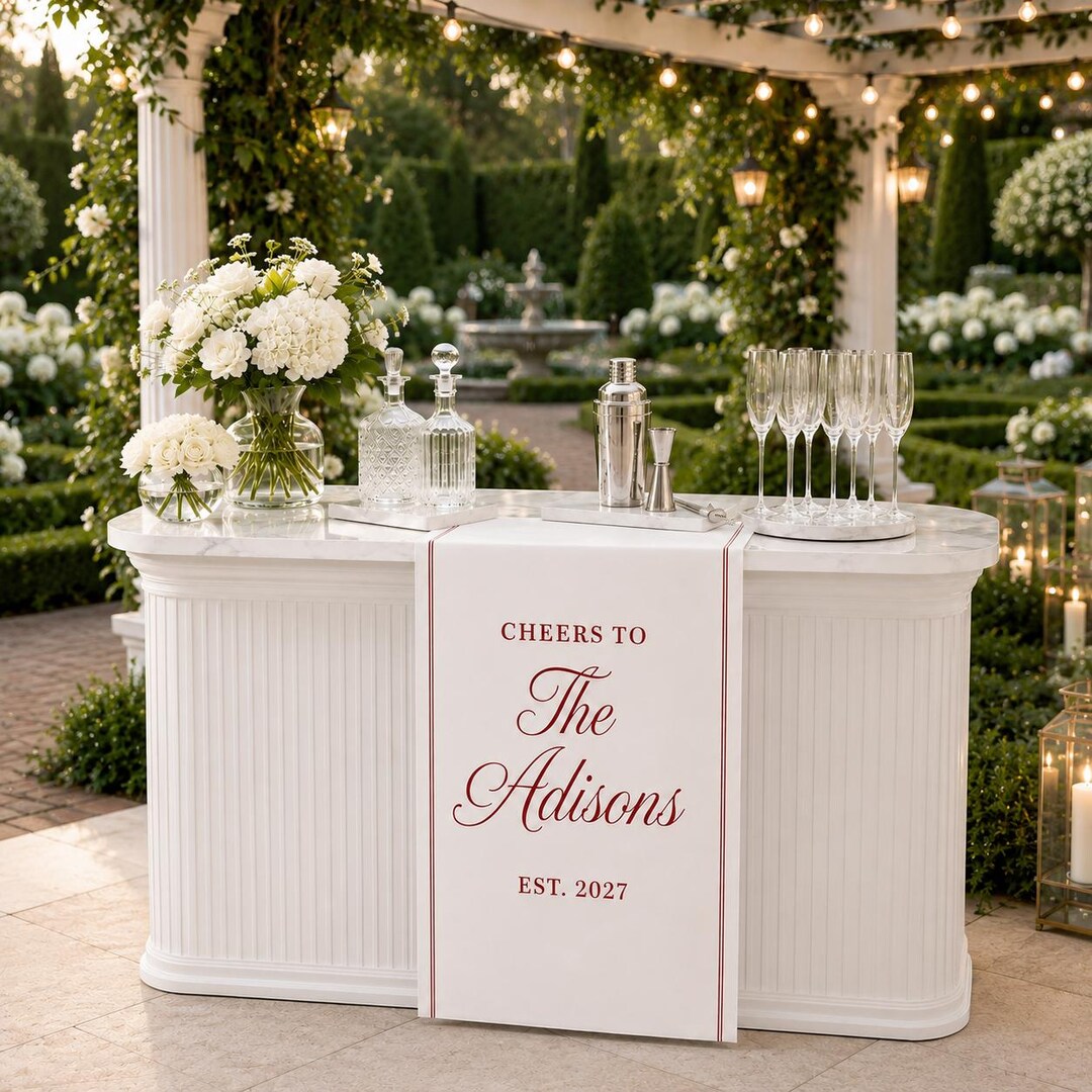 Custom Back Bar Personalized Wedding Bar Banner, Custom Cocktail Station Sign, Family ...