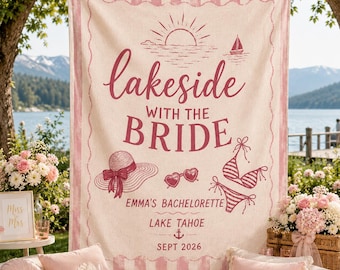 Lakeside Bachelorette Banner, Custom Bride Party Backdrop, Personalized Lake Tahoe Bridal Shower Decor, Bride Weekend Banner