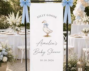 Silly Goose Baby Shower Banner, Personalized Goose Baby Shower Welcome Sign, Custom Baby Girl Shower Backdrop, Garden Party Decor